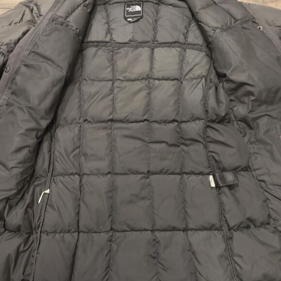 The North Face Down Parka Puffer Coat 600 Fill sz Small Gray Hooded Long Quilted - Picture 3 of 13